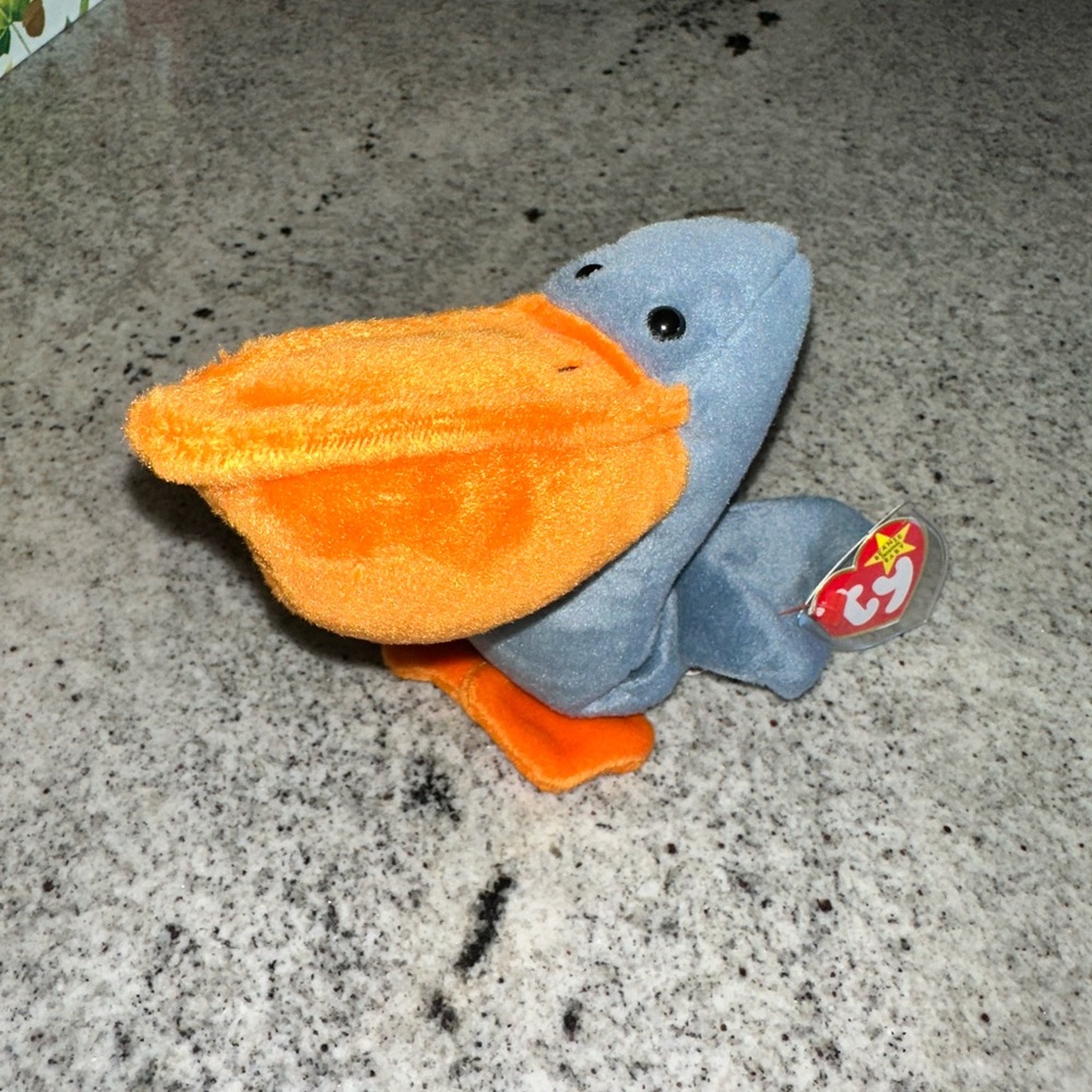 Ty “Scoop” Gray and Orange Plush Pelican